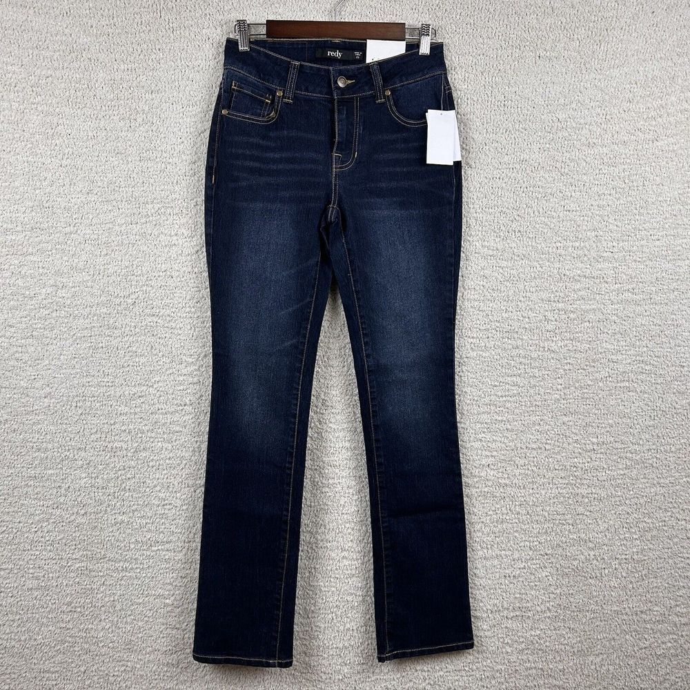 Redy Jeans Womens 23 Deep Blue Mountain Wash Mid Rise Slim Boot 5-Pocket‎ Design
